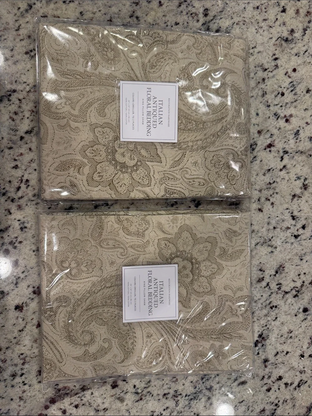 Restoration Hardware Beige Paisley Floral Bedding Shams